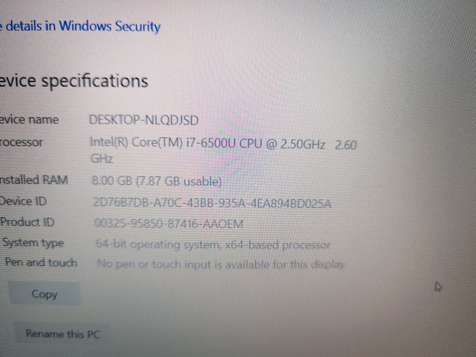 Laptop Acer I7 gen6