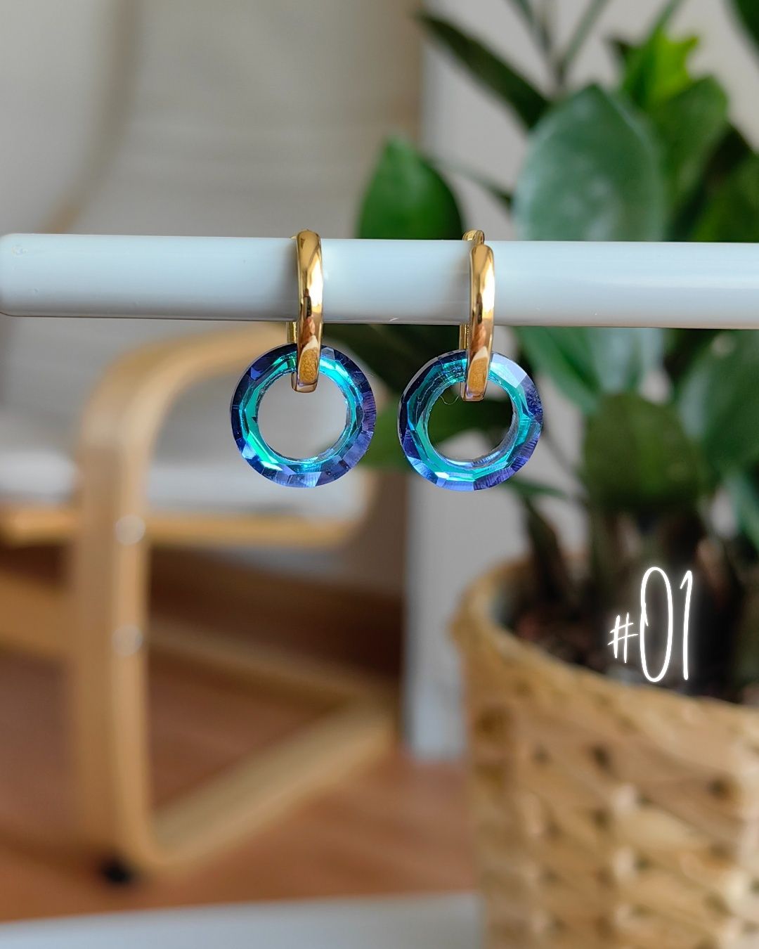 Обеци Halo Collection 14k позлата и кристали