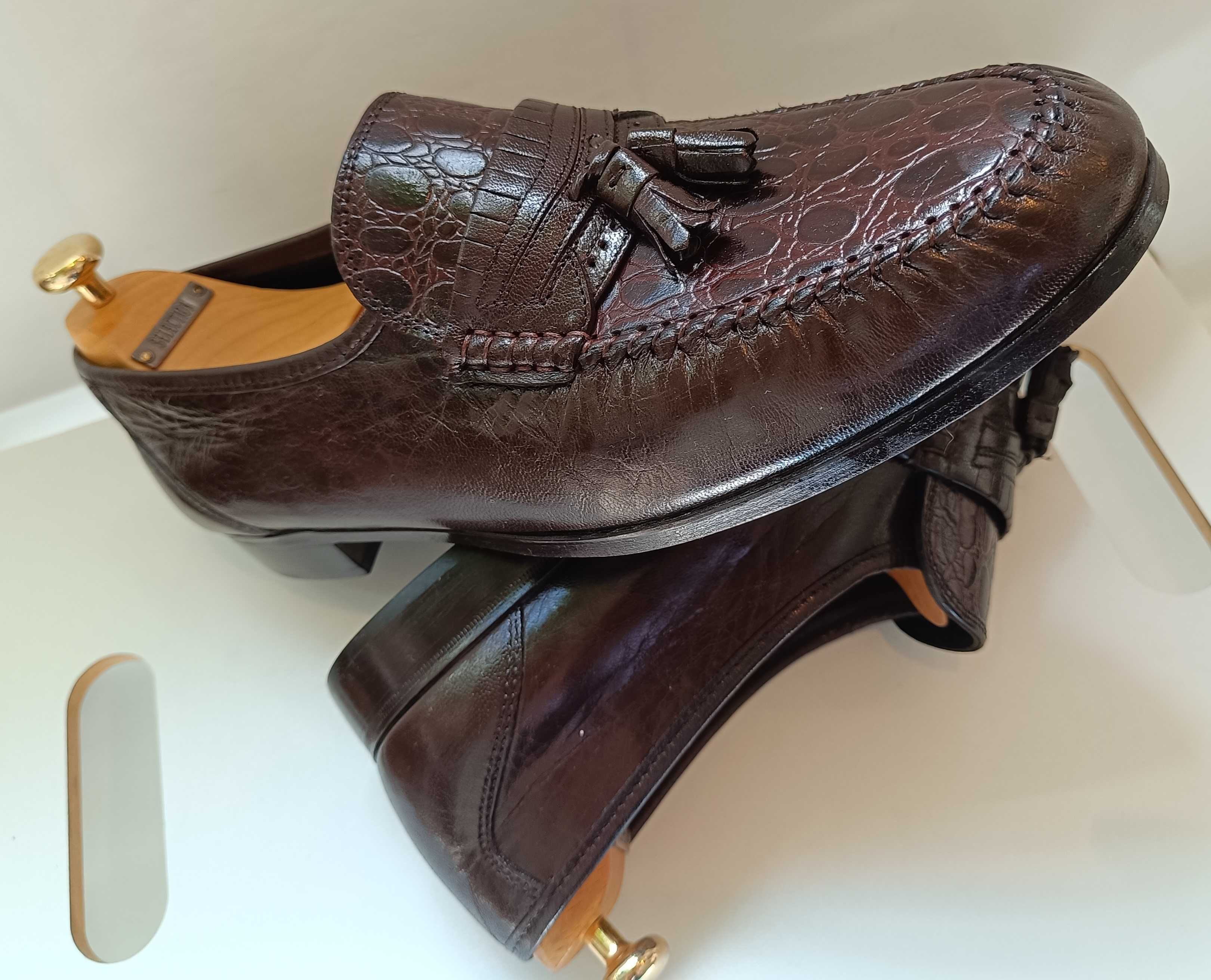 Pantofi loafer de lux 44.5 45 lucrati manual Towncraft NOI piele nat.
