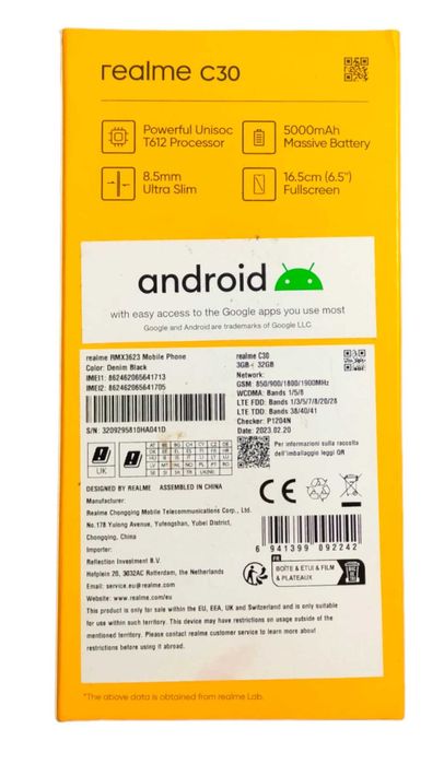 Telefon Realme C30 32GB 3GB Dual Sim 4G Black Negru Sigilat Nou