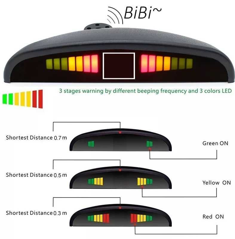 Парктроник с четири датчика и LED дисплей, сив цвят