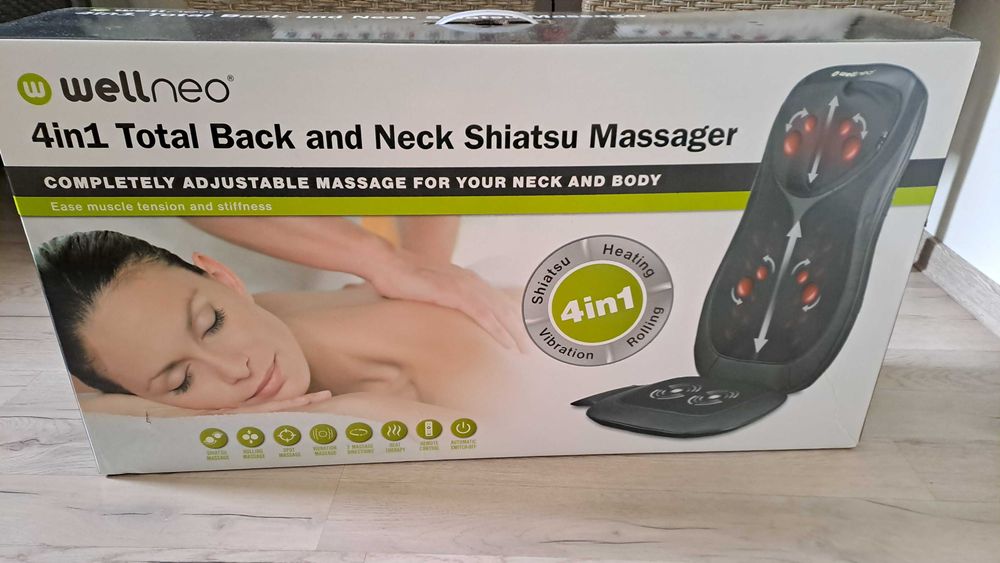 Husa masaj Wellneo 4 in 1 Shiatsu lombar cervical cu incalzire