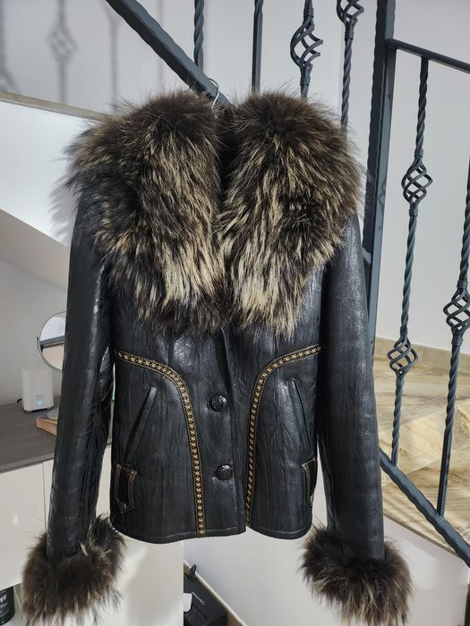 Haina piele cu blana naturala