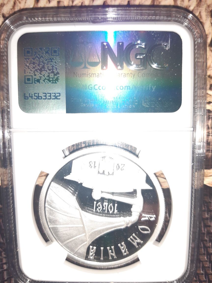 Monedă argint BNR, 10 lei, Maria Tănase, gradată NGC 69