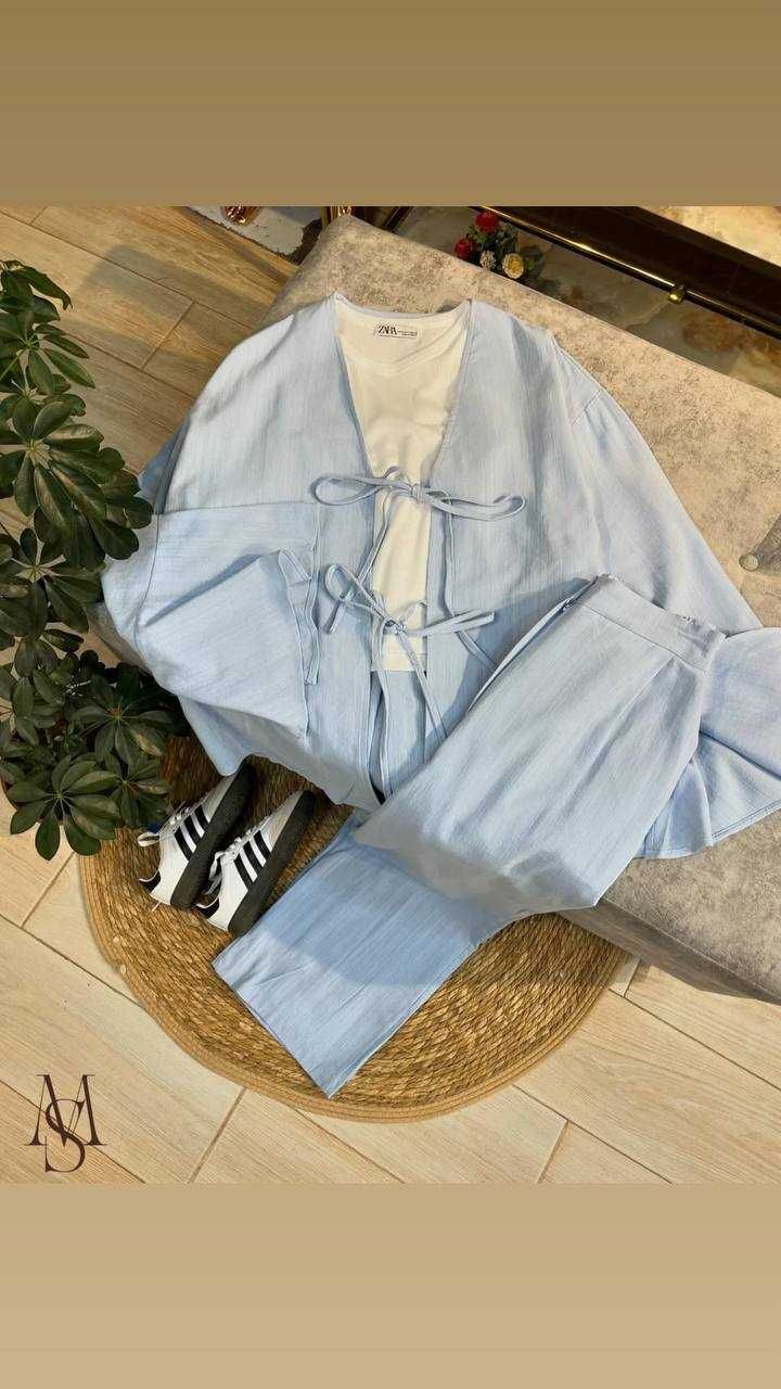 Льняной костюм тройка