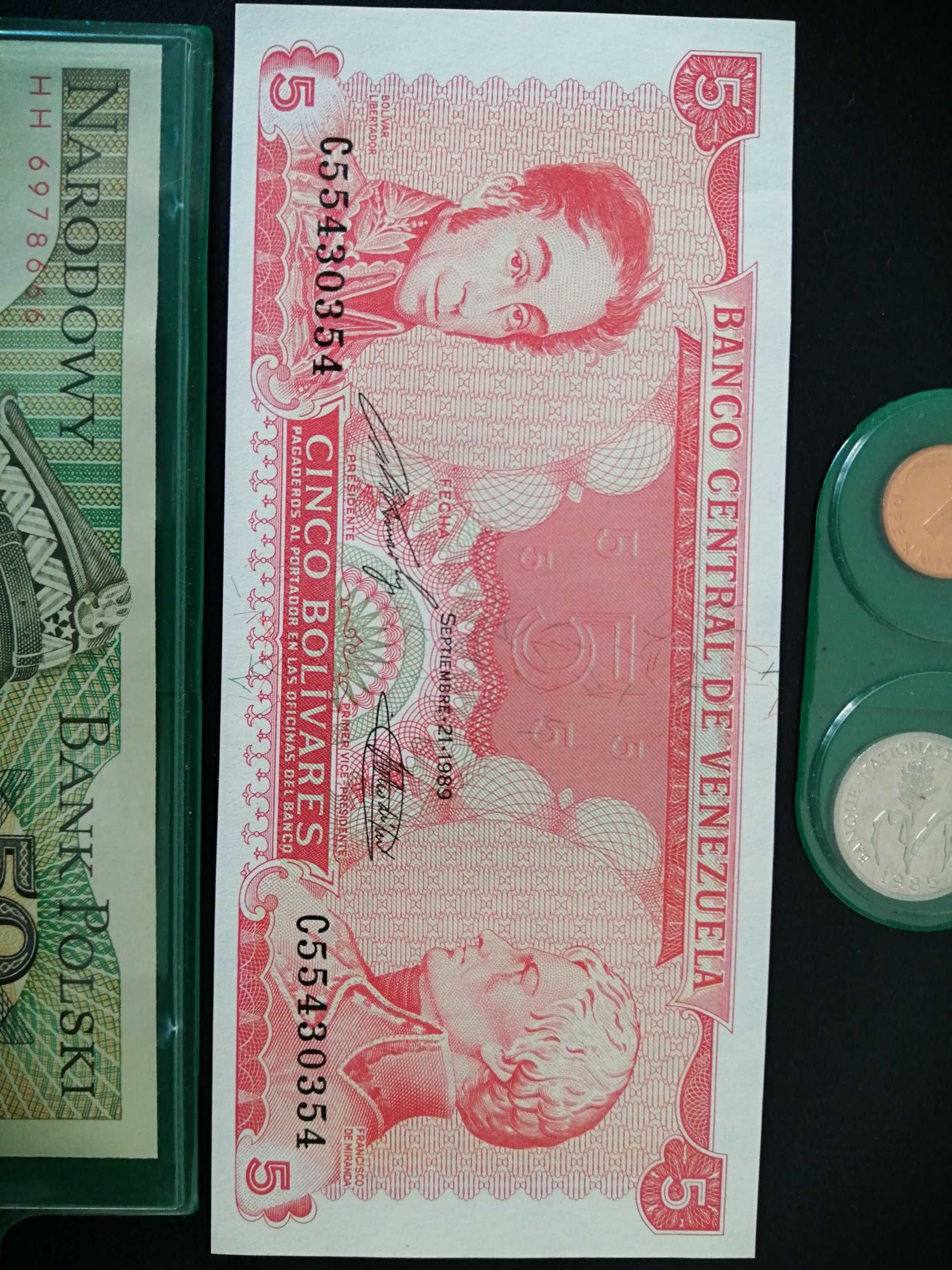 Lot de bancnote si monede colectie Venezuela Rwanda Polonia Uruguai