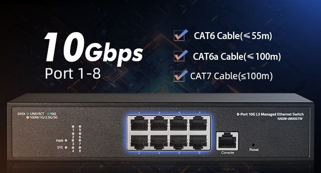 Binardat - управляем суич 8 порта 10G Ethernet RJ45 Layer 3