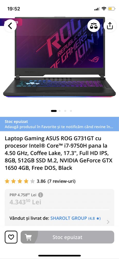 Laptop Gaming Asus ROG G731GT