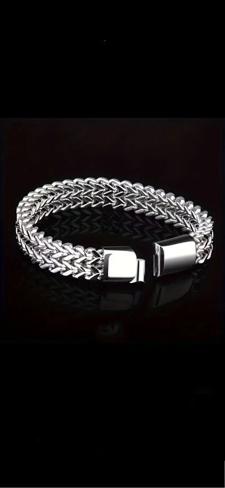 Мужской мощный браслет, нержавеющая сталь плетеный двойной ряд