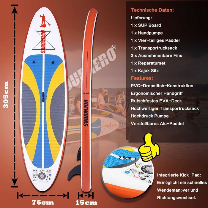 Stand Up Paddle, SUP, 305x76x15, 130kg,Duraero - Resigilata