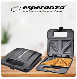 Тостер-сандвич Esperanza EKT010 Parmigiano, 1000W, триъгълник, Черен,