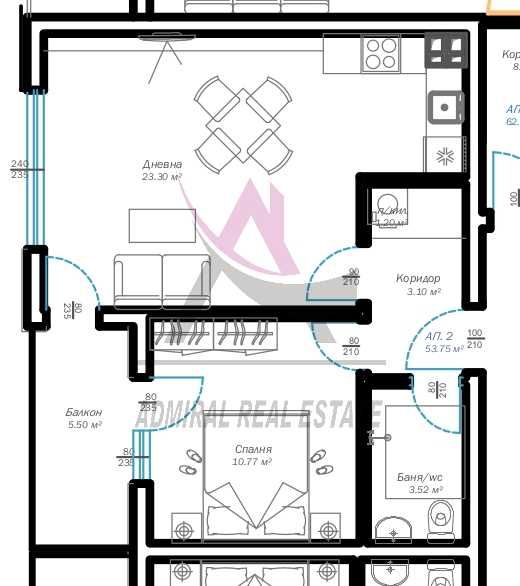 Продава се Двустаен апартамент в Варна, Възраждане 3 - 60 кв.м за 1750 €/кв.м - Снимка #1