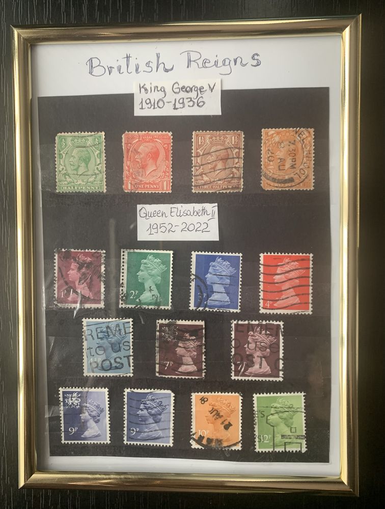 Tablou cu timbre regalitatea britanica
