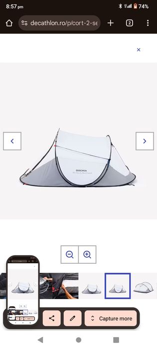 Cort Quechua 3pers Fresh and Black 2secunde