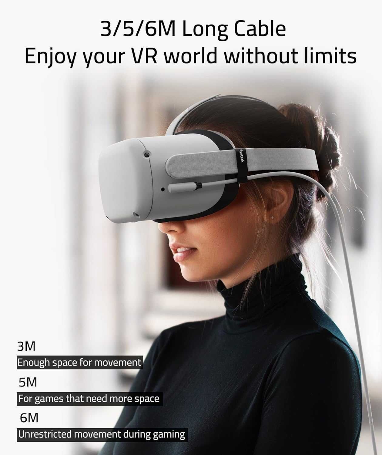 Cablu link legătură Syntech 2-in-1 5m Oculus Quest 2/Quest Pro/Pico 4