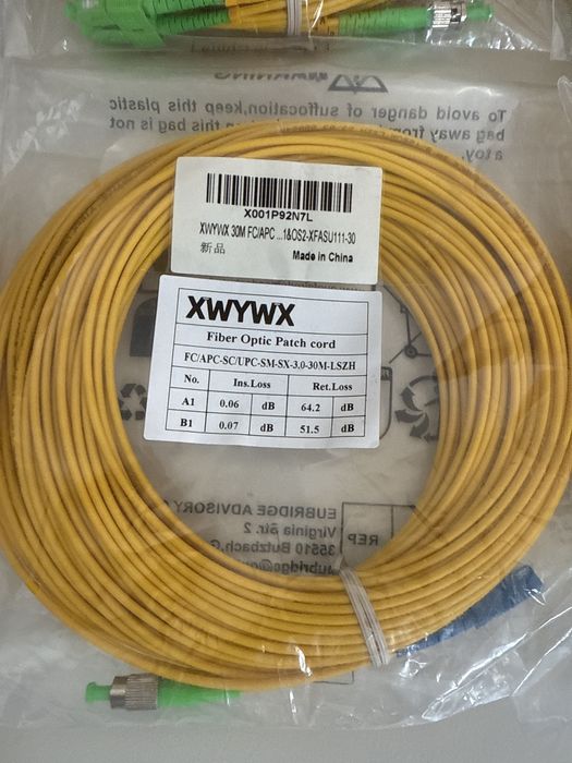 Cablu Patch Fibra Optica 30m XWYWX SM SX/DX LSZH 3.0mm / SC ST LC FC