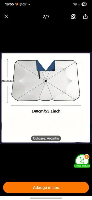 Parasolar auto tip umbrela, nou