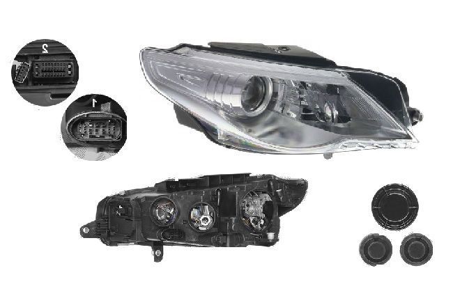 Far Volkswagen Passat Cc (357), 06.2008-02.2012, fata, Dreapta, bi-xenon; cu lumini de curbe; D1S+H7+P21W+W5W; electric; fara unitate control; fara ballast; cu motor, Depo