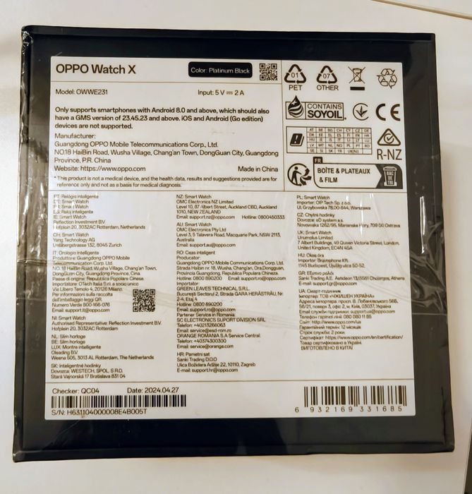 Smartwatch Oppo Watch X nou