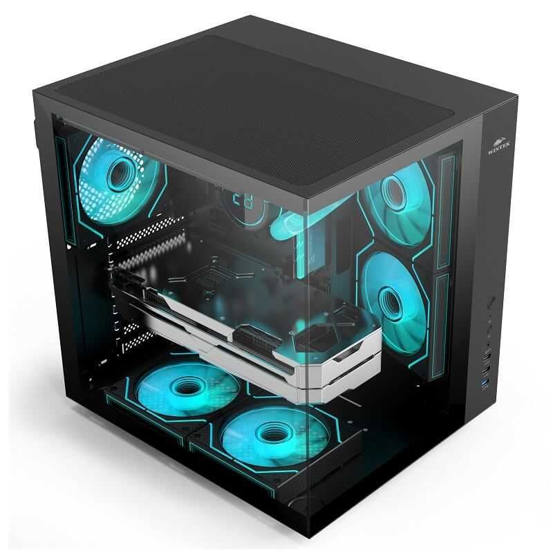 Корпус Wintek Cube Pro V909-B TG, ATX, USB 1*3.0/2*2.0, 5*12cm ARGB