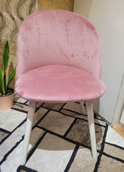 Комплект 2 бр. кадифени розови трапезни столове MIADOMODO