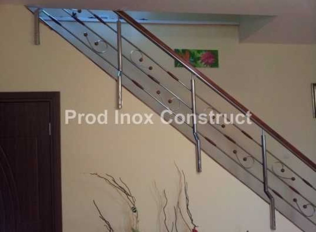 Balustrade din Inox, Mana curenta Inox Lemn, Scari Inox:-Lenb-Sticla