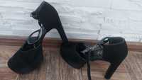 Дамски официални черни елегантни обувки за бал 39 номер(25см)