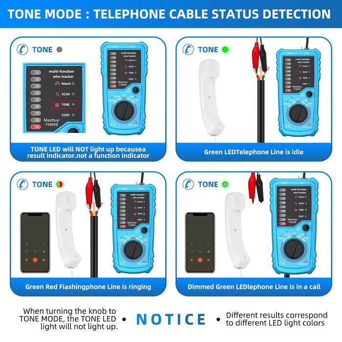Tester cabluri rețea Mastfuyi FY869B,detector digital linii semnal ton