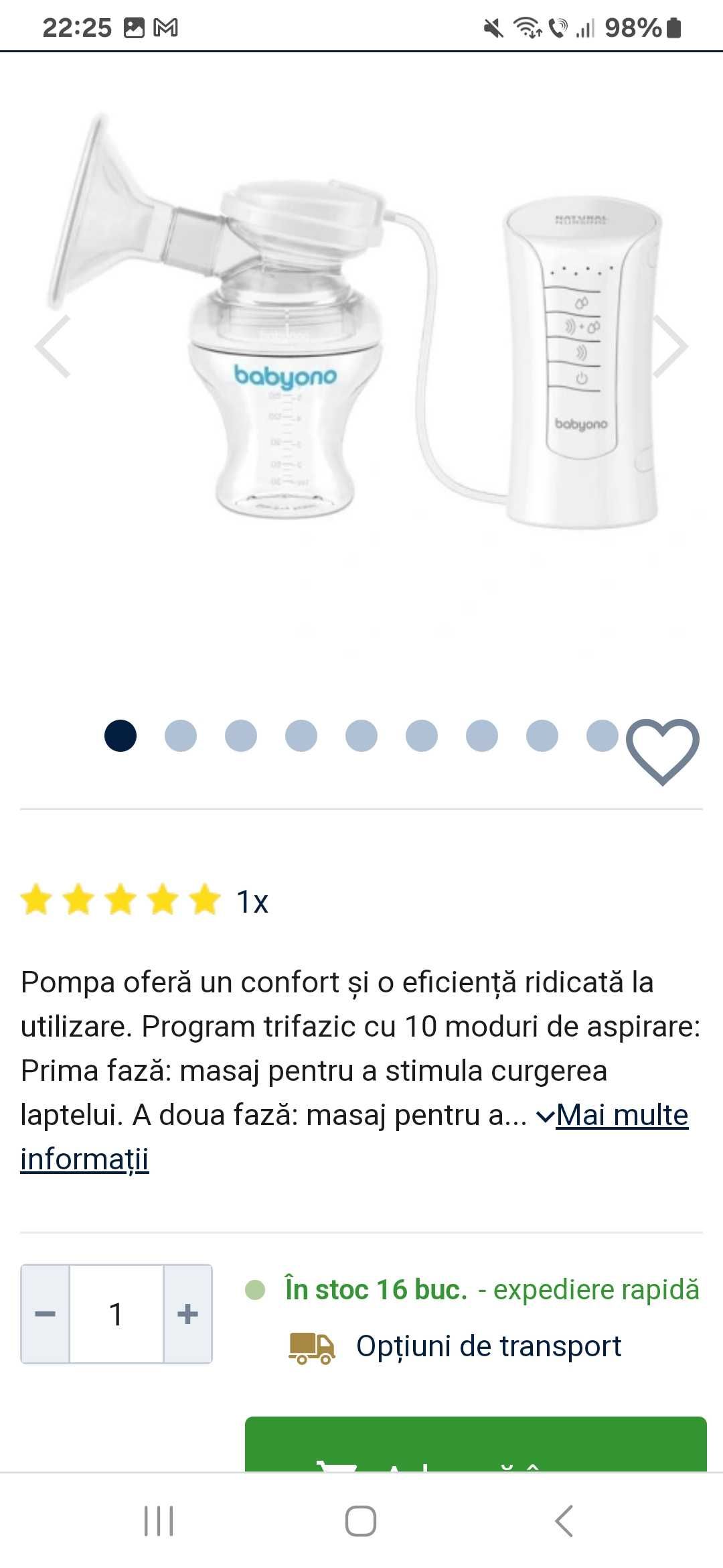 Pompa pentru alaptare Babyono, Natural Nursing