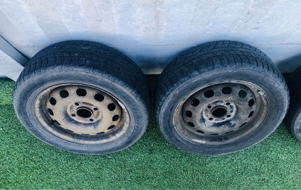Set Jante otel 4x100 + anvelope iarna 185/60/r14