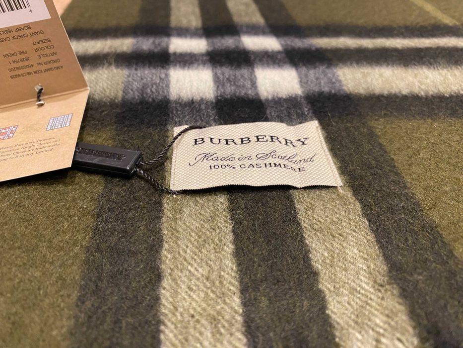 ОРИГИНАЛЕН BURBERRY Pine Green Check кашмирен шал