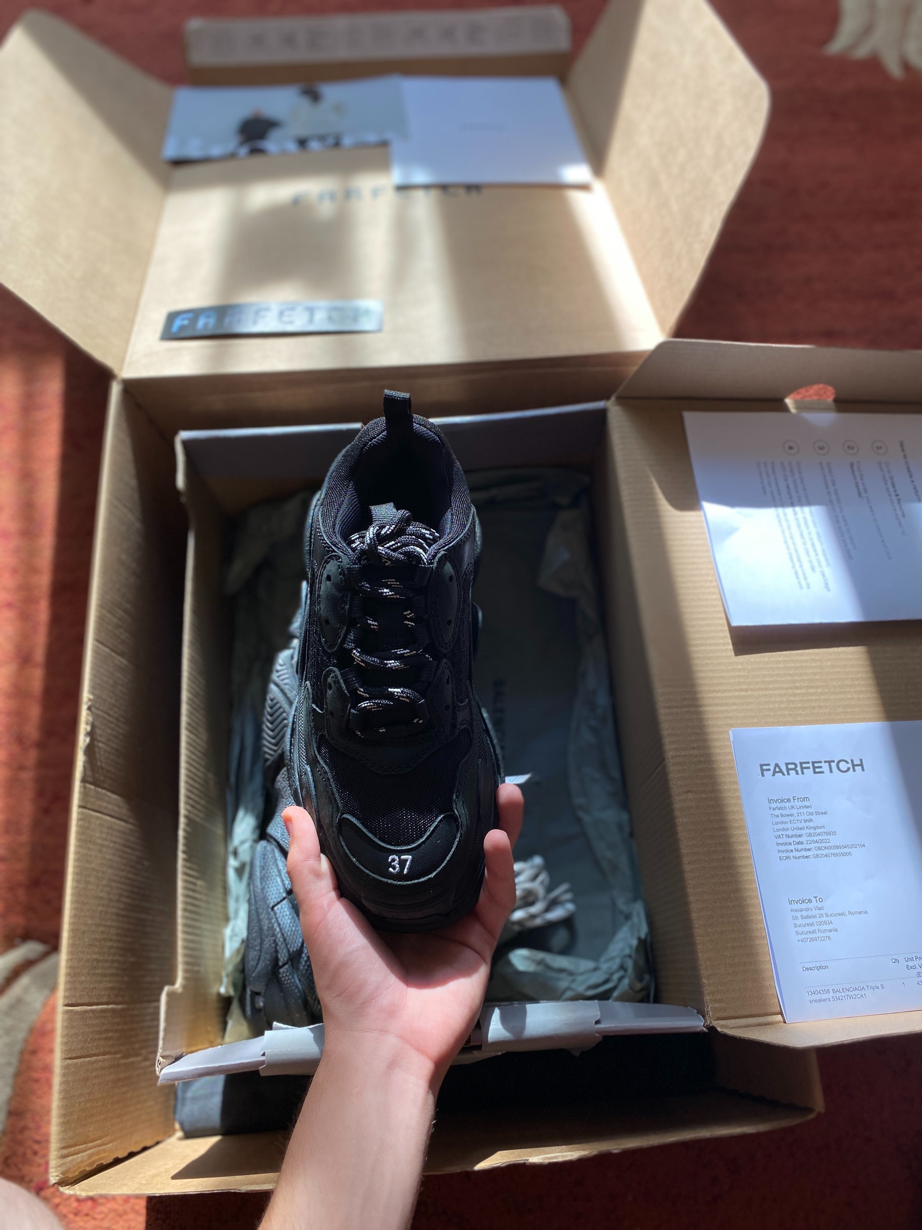 Balenciaga Triple S AUTENTICI Black - Farfetch