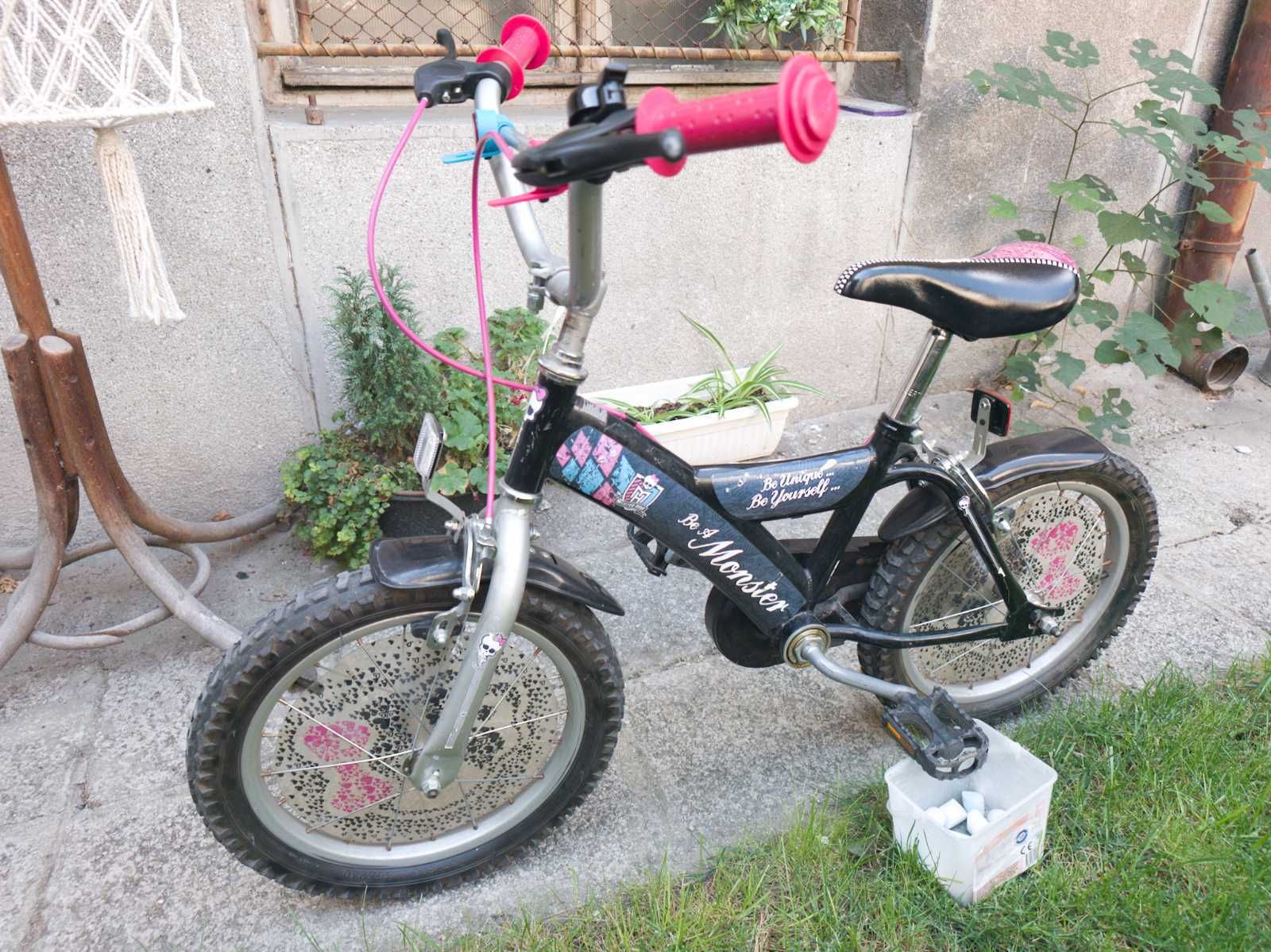 Детско колело Monster High, 16" подходящо за момиче
