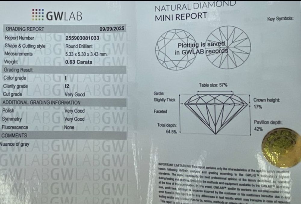 Натурален диамант 0.63 карата с сертификат – отлична цена