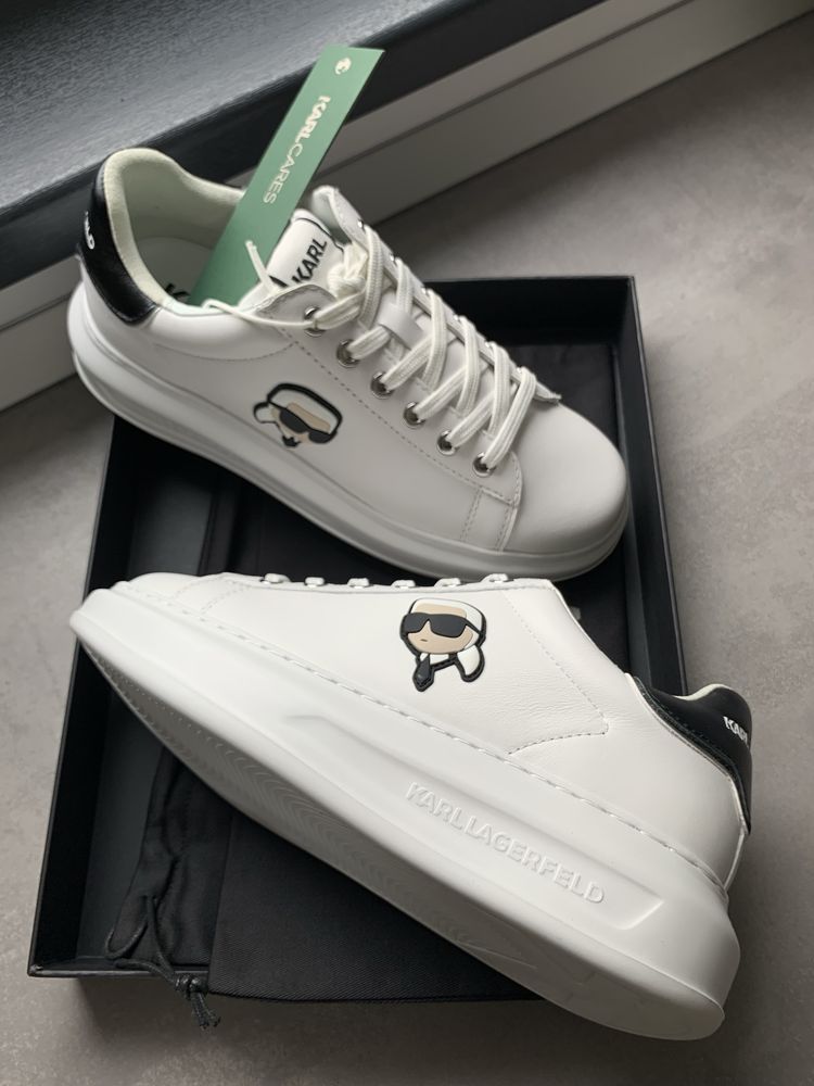 Pantofi sport Karl Lagerfeld de piele cu logo, Alb 38~41