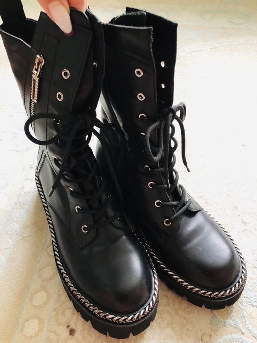 Женские кожаные зимние сапоги