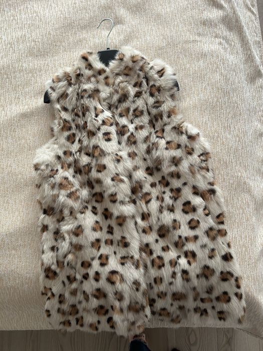 Vesta de blana naturala iepure model leopard