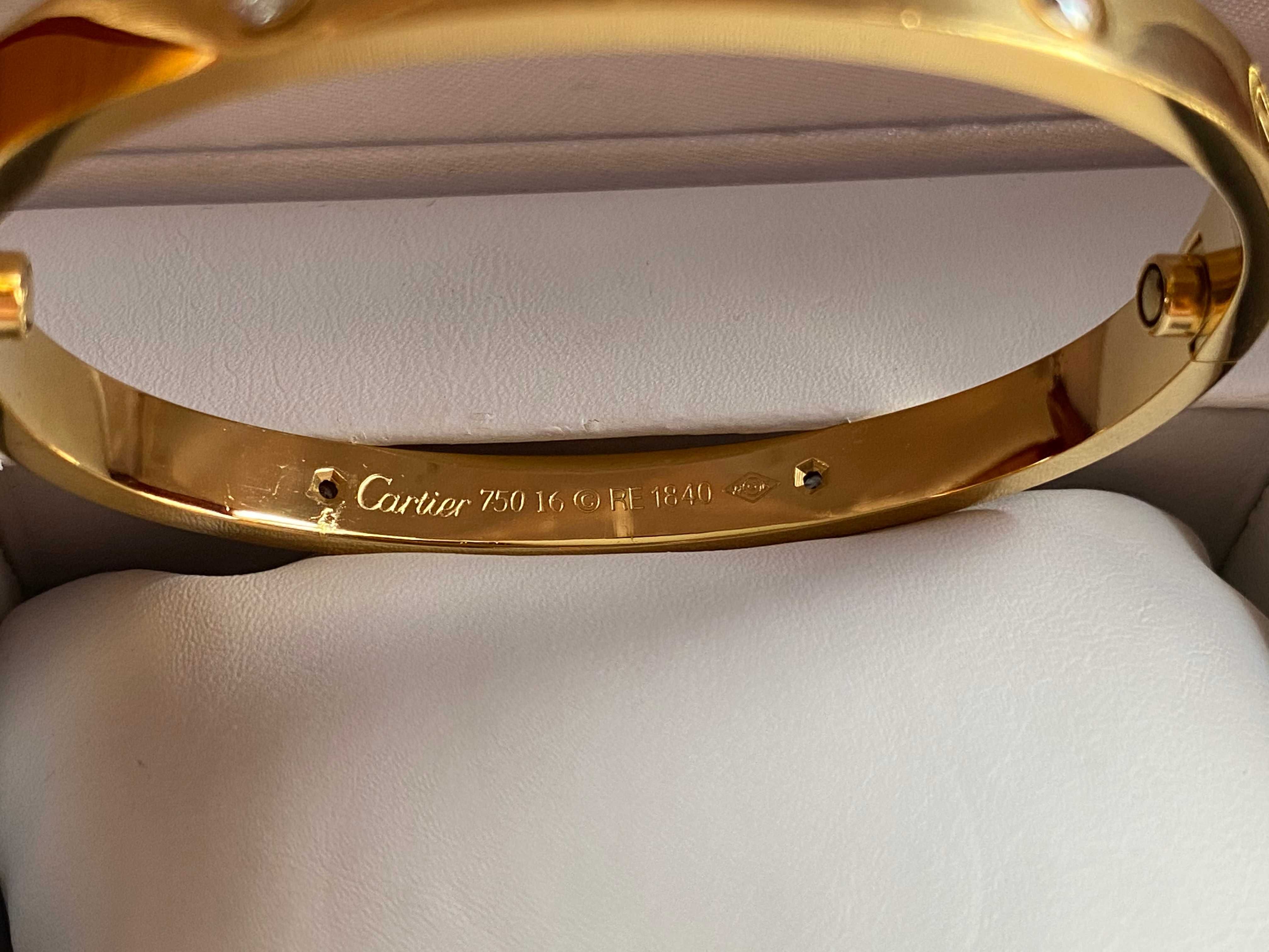 Brățară Cartier LOVE 16 unisex din aur 750 cu diamante