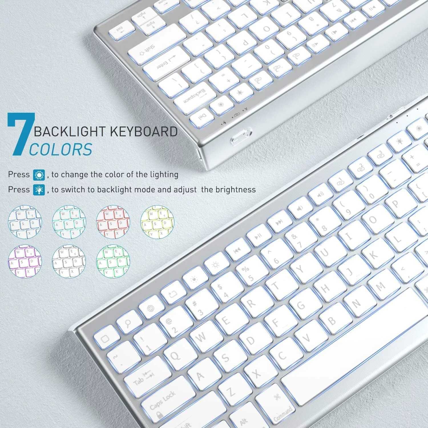 Безжична акумулаторна Bluetooth клавиатура с подсветка Jelly Comb