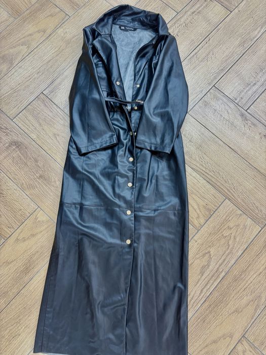 Кожена  дълга рокля ZARA.