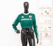 Adidas Originals дамска кроп блуза с дълъг ръкав зелена crop tee S