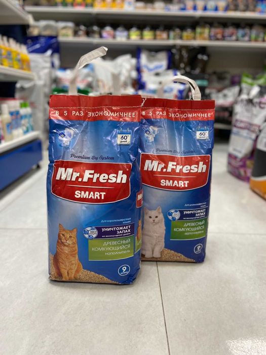 Mr.Fresh Древесный комкующийся наполнитель для длинношерстных кошек