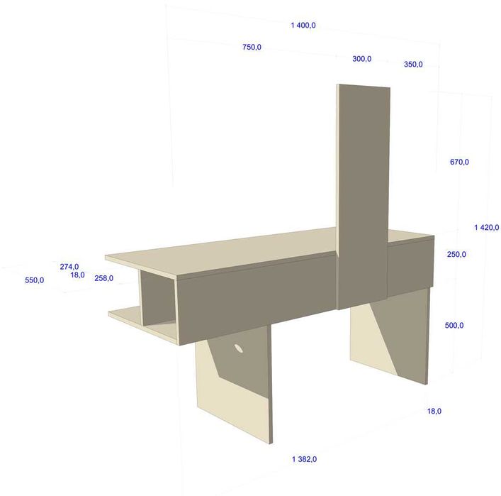 Бюро - работно за компютър с универсална стойка за монитор
