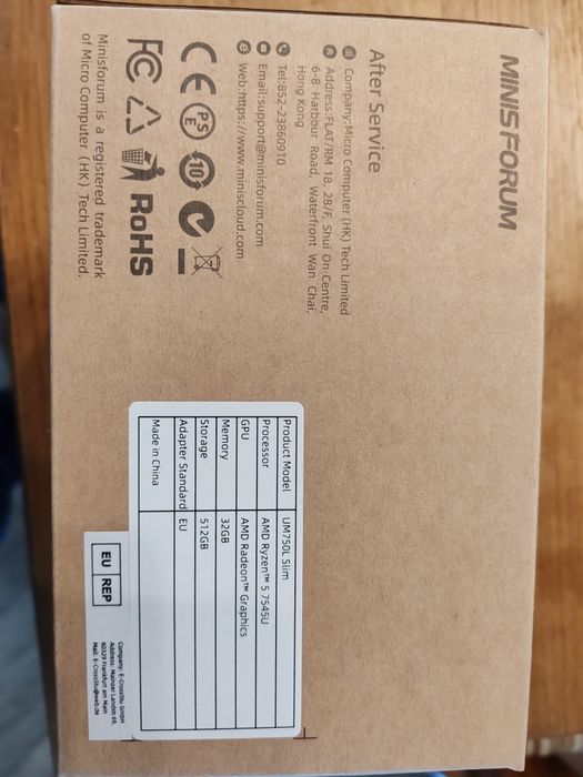 Mini PC Minisforum UM750L Slim
Ryzen 5 7545U • AMD Radeon Graphics • 3