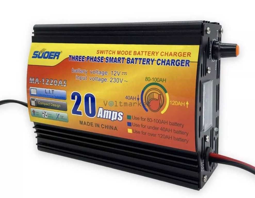 Ново Зарядно за Акумулатор SUOER 12V-20Amp -814604