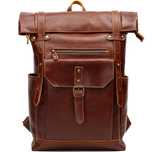 Rucsac din piele naturala, compartiment laptop 15.6 inch, JOLAR. Maro