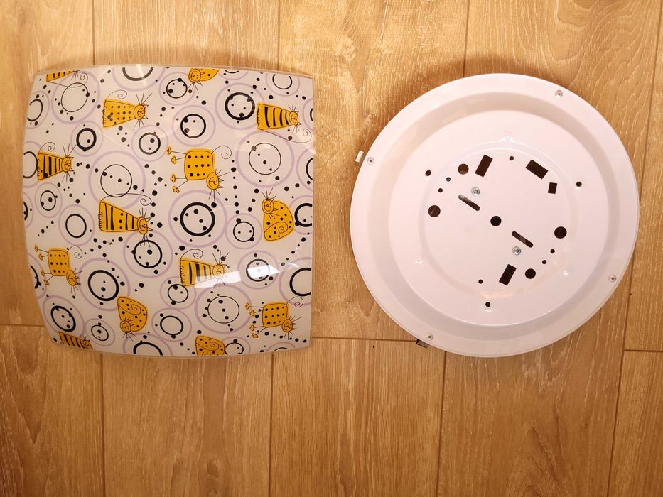 Plafoniera Aplica Klausen Ruffy 400, metal, abajur sticla cu desen