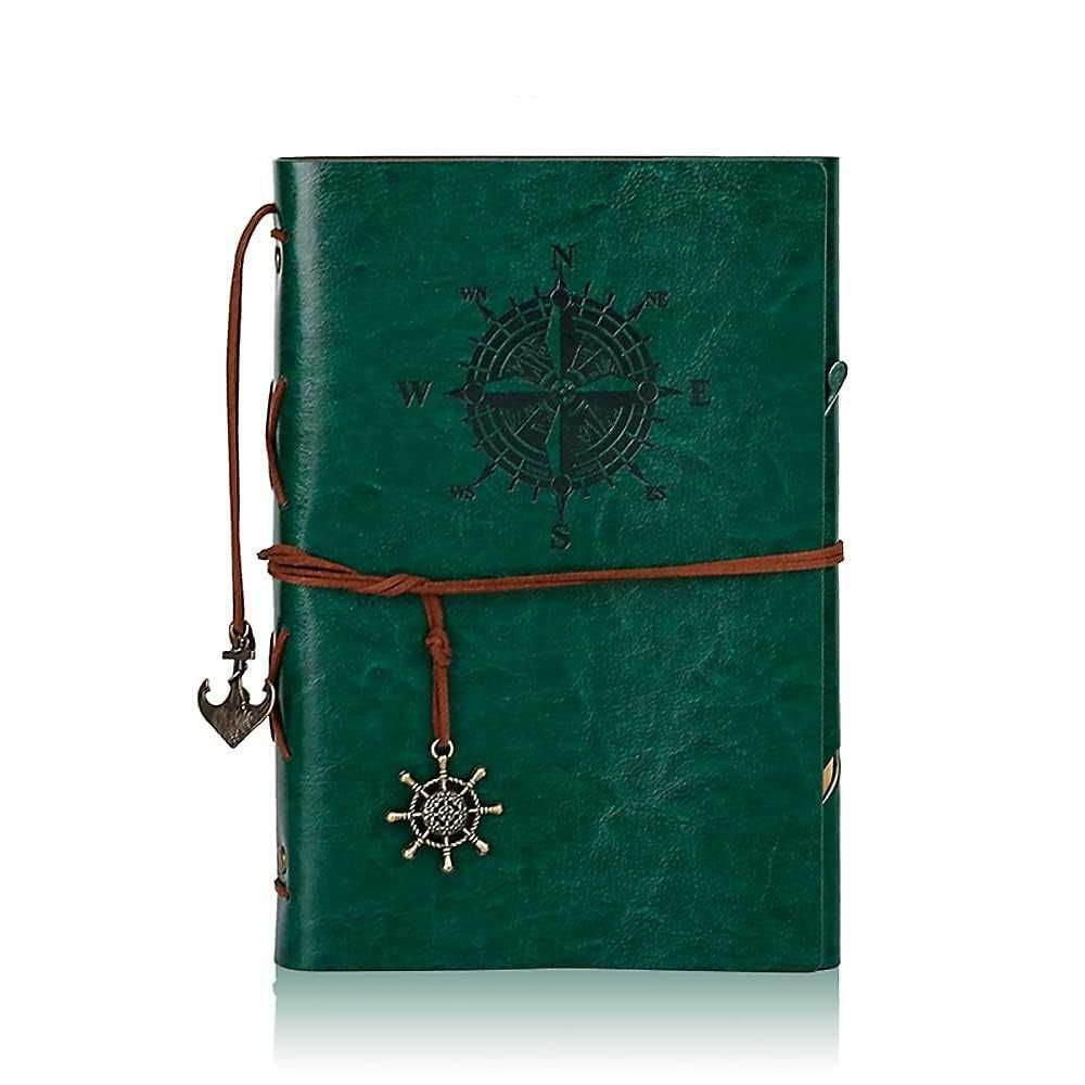 Agenda in stil nautic A6 150 pagini spiralate cu ancora + busola verde