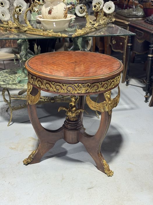 Masa stil empire din lemn masiv, cu ornamente bronz