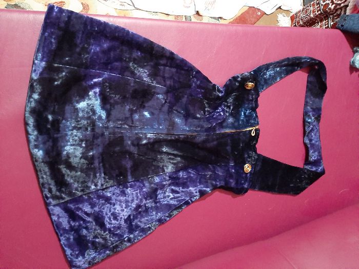 Sarafan de blugi original cu broderie, Sarafan catifea albastru